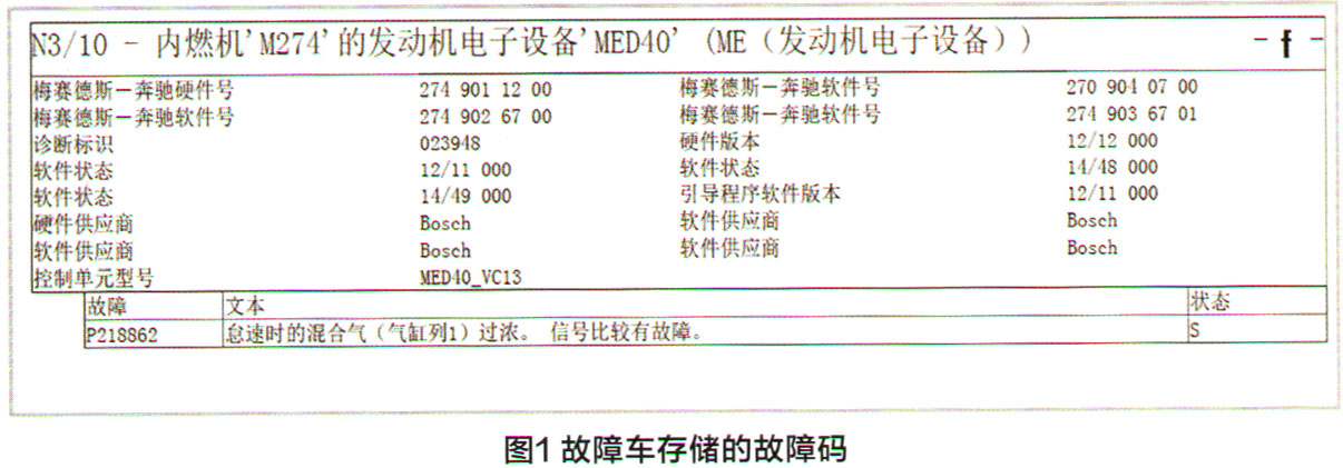 奔驰C180新车发动机故障灯亮检修1.jpg